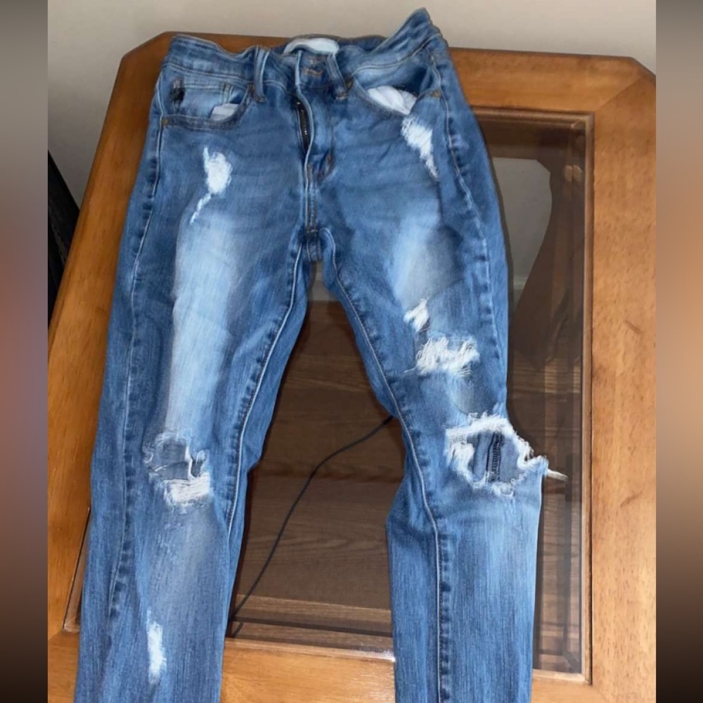 Distressed Blue Jeans